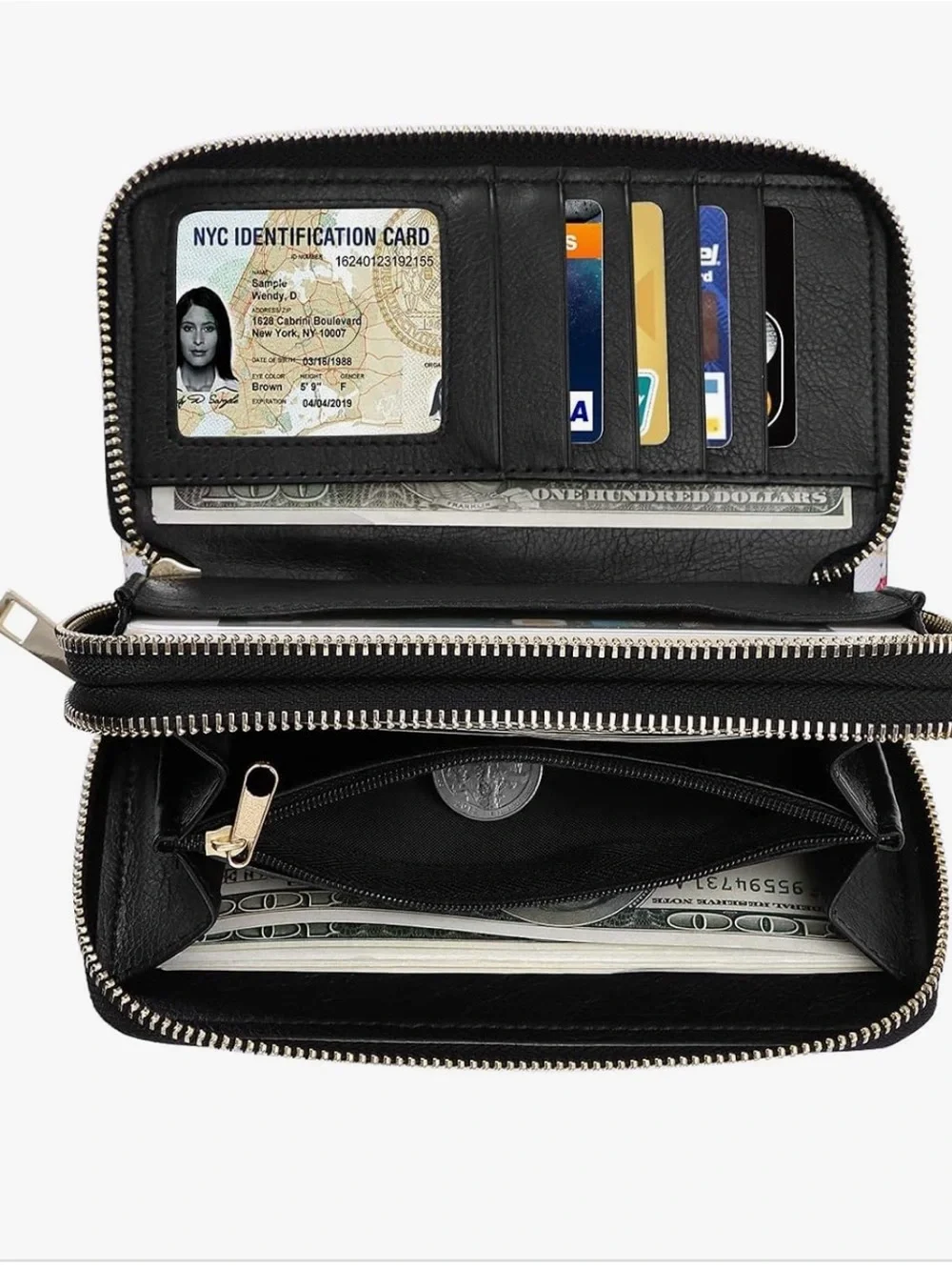 Women's Owl Print Zip Wallet Wristlet - Blue & White